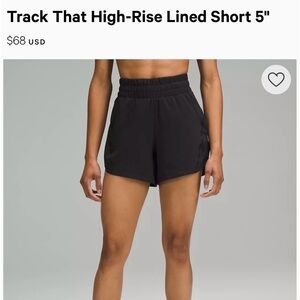 Lululemon track that high rise lined shorts 5”